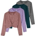 thumbnail image 1 of Real Essentials 4 Pack: Women's Dry-Fit Long-Sleeve Twist Front T-Shirt - Athletic Workout Yoga Tops (Available in Plus Size), 1 of 6