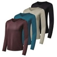 thumbnail image 1 of Real Essentials 4-Pack: Women's Dry-Fit Long-Sleeve V-Neck Athletic Workout Shirt (Available in Plus Size), 1 of 6