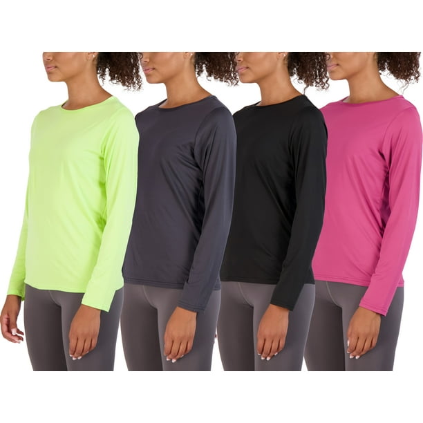 Real Essentials 4 Pack Women's DryFit Tech Stretch LongSleeve
