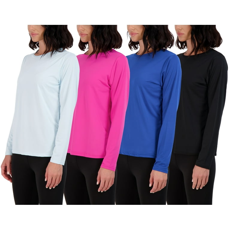 Real Essentials 4 Pack: Women's Dry-Fit Tech Stretch Long-Sleeve