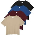 thumbnail image 1 of Real Essentials 4 Pack:Women's Lettuce Trim Ribbed Knit Short Sleeve Crop Tops Shirts Casual Summer Going Out T-Shirts, 1 of 6
