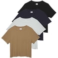 thumbnail image 1 of Real Essentials 4 Pack:Women's Lettuce Trim Ribbed Knit Short Sleeve Crop Tops Shirts Casual Summer Going Out T-Shirts, 1 of 6