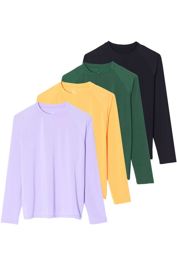 4 Pack: Women's Long Sleeve Rash Guard Shirt Swimwear UPF Sun Protection Swim Workout Top (Available in Plus)