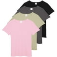 thumbnail image 1 of Real Essentials 4 Pack: Women's Ribbed Knit Short Sleeve Crew Neck T-Shirt (Available in Plus), 1 of 6