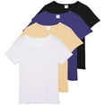 thumbnail image 1 of Real Essentials 4 Pack: Women's Ribbed Knit Short Sleeve Crew Neck T-Shirt (Available in Plus), 1 of 6