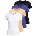 thumbnail image 1 of Real Essentials 4 Pack: Women's Ribbed Knit Short Sleeve Crew Neck T-Shirt (Available in Plus), 1 of 6