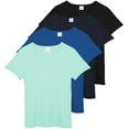 thumbnail image 1 of Real Essentials 4 Pack: Women's Ribbed Knit Short Sleeve Crew Neck T-Shirt (Available in Plus), 1 of 6