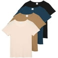thumbnail image 1 of Real Essentials 4 Pack: Women's Ribbed Knit Short Sleeve Crew Neck T-Shirt (Available in Plus), 1 of 6