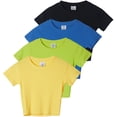 thumbnail image 1 of Real Essentials 4-Pack: Women's Short Sleeve Ribbed Knit Cotton Crew Neck Crop Top T-Shirt - (Available in Plus), 1 of 6