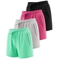 thumbnail image 1 of Real Essentials 4 Pack: Womens Athletic Dry-Fit Lounge Shorts with Zipper Pockets (Available In Plus Size), 1 of 6