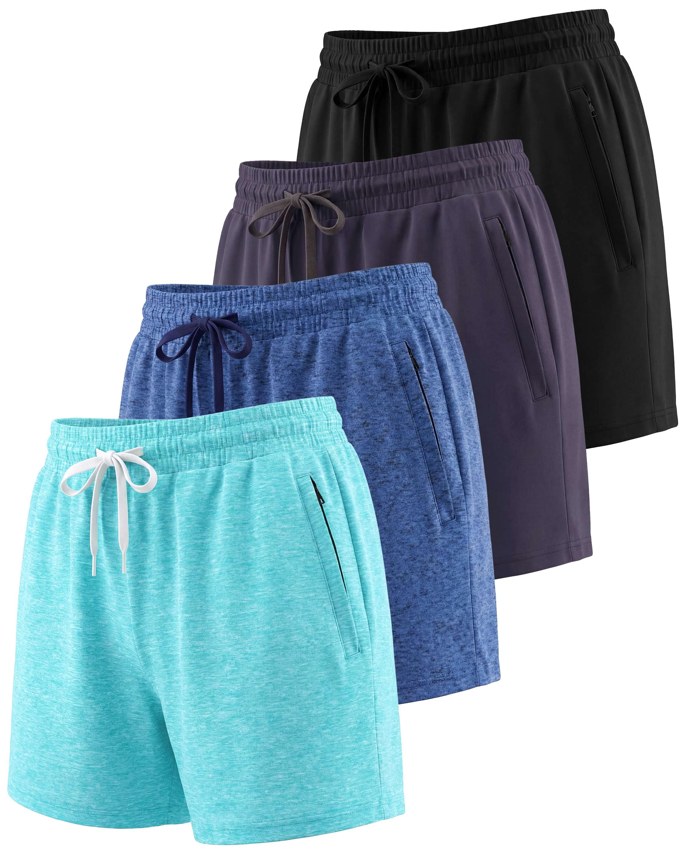 Real Essentials Workout Real Essentials 4 Pack: Women's Soft Active Workout Dry-Fit Shorts with ...