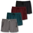 thumbnail image 1 of Real Essentials 4 Pack: Womens Active Athletic Performance Dry-Fit Shorts with Zipper Pockets (Available In Plus Size), 1 of 6