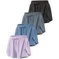 thumbnail image 1 of Real Essentials 4 Pack: Womens Flowy Dry Fit Running Short - Spandex Underneath Athletic Workout Gym Shorts (Plus Available), 1 of 6
