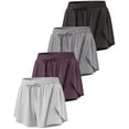 thumbnail image 1 of Real Essentials 4 Pack: Womens Flowy Dry Fit Running Short - Spandex Underneath Athletic Workout Gym Shorts (Plus Available), 1 of 6