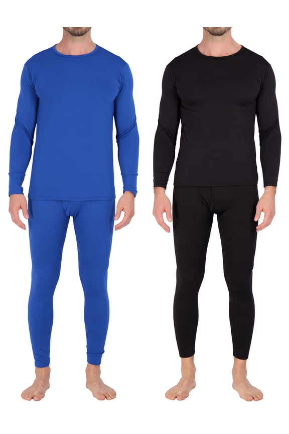 4 Piece: Men's Thermal Underwear Sets - Long Sleeve Top & Bottom Fleece Long Johns (Available in Big & Tall)