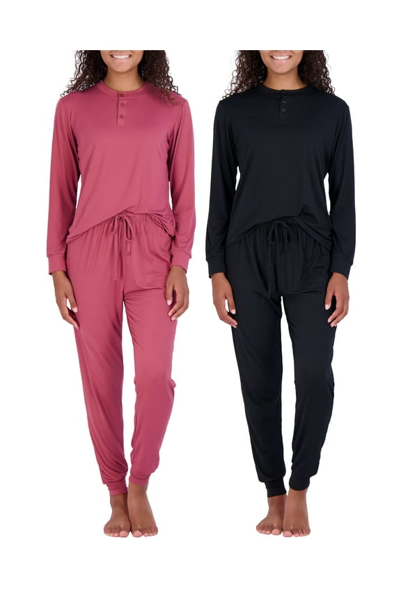 4 Piece: Women's Long Sleeve Pullover Hoodie Henley Sweatshirt & Jogger Set- Athletic Lounge Sweatsuit