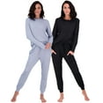 thumbnail image 1 of Real Essentials 4 Piece: Women's Long Sleeve Pullover Hoodie Henley Sweatshirt & Jogger Set- Athletic Lounge Sweatsuit, 1 of 7