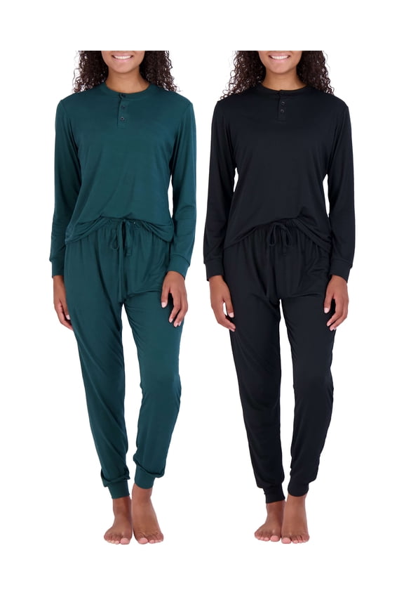 4 Piece: Women's Long Sleeve Pullover Hoodie Henley Sweatshirt & Jogger Set- Athletic Lounge Sweatsuit