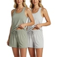 thumbnail image 1 of Real Essentials 4 Piece: Women's Super-Soft Tank Top and Short Pajama Set - Loungewear Sleepwear (Available in Plus Size), 1 of 6