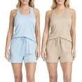 thumbnail image 1 of Real Essentials 4 Piece: Women's Super-Soft Tank Top and Short Pajama Set - Loungewear Sleepwear (Available in Plus Size), 1 of 6