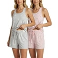 thumbnail image 1 of Real Essentials 4 Piece: Women's Super-Soft Tank Top and Short Pajama Set - Loungewear Sleepwear (Available in Plus Size), 1 of 7