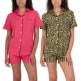 thumbnail image 1 of Real Essentials 4 Piece: Womens Long & Short Sleeve Button Down Pajama Set - Ultra Soft (Available In Plus Size), 1 of 7