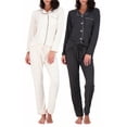 thumbnail image 1 of Real Essentials 4 Piece: Womens Long & Short Sleeve Button Down Pajama Set - Ultra Soft (Available In Plus Size), 1 of 6