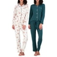 thumbnail image 1 of Real Essentials 4 Piece: Womens Long & Short Sleeve Button Down Pajama Set - Ultra Soft (Available In Plus Size), 1 of 6