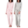 thumbnail image 1 of Real Essentials 4 Piece: Womens Long & Short Sleeve Button Down Pajama Set - Ultra Soft (Available In Plus Size), 1 of 6