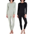 thumbnail image 1 of Real Essentials 4 Piece: Womens Thermal Underwear Set - Thermal Underwear for Women Fleece Lined Top & Bottom Long Johns, 1 of 5