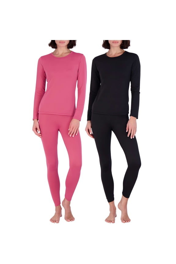4 Piece: Womens Thermal Underwear Set - Thermal Underwear for Women Fleece Lined Top & Bottom Long Johns