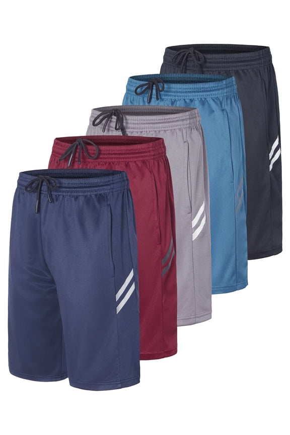 5 Pack: Boys' Athletic Basketball Shorts with Pockets - Youth Activewear (Ages 4-18)