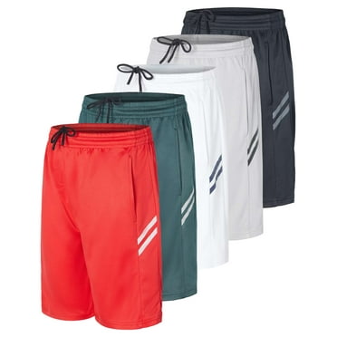 Real Essentials 5 Pack: Boys' Athletic Basketball Shorts with Pockets - Youth Activewear (Ages 4-18)