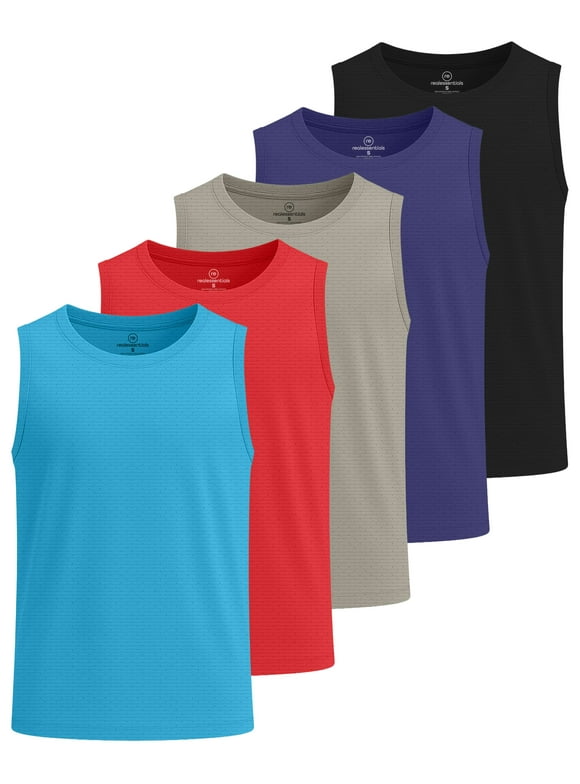 5 Pack: Boys' Breeze Tech Tank Top - Sleeveless Athletic Shirt for Kids Youth Teens (Ages 6-18)
