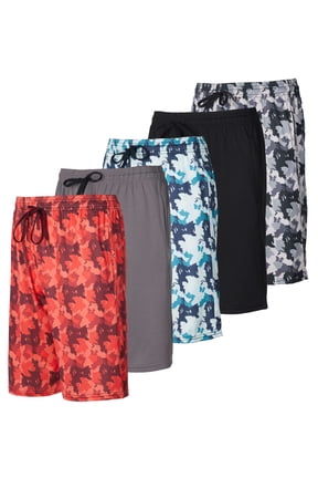5-Pack Boys' Dry-Fit Active Athletic Performance Basketball Shorts with Pockets