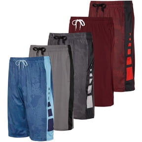 Real Essentials 5-Pack Boys' Dry-Fit Active Athletic Performance Basketball Shorts with Pockets