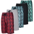 thumbnail image 1 of Real Essentials 5-Pack Boys' Dry-Fit Active Athletic Performance Basketball Shorts with Pockets, 1 of 6