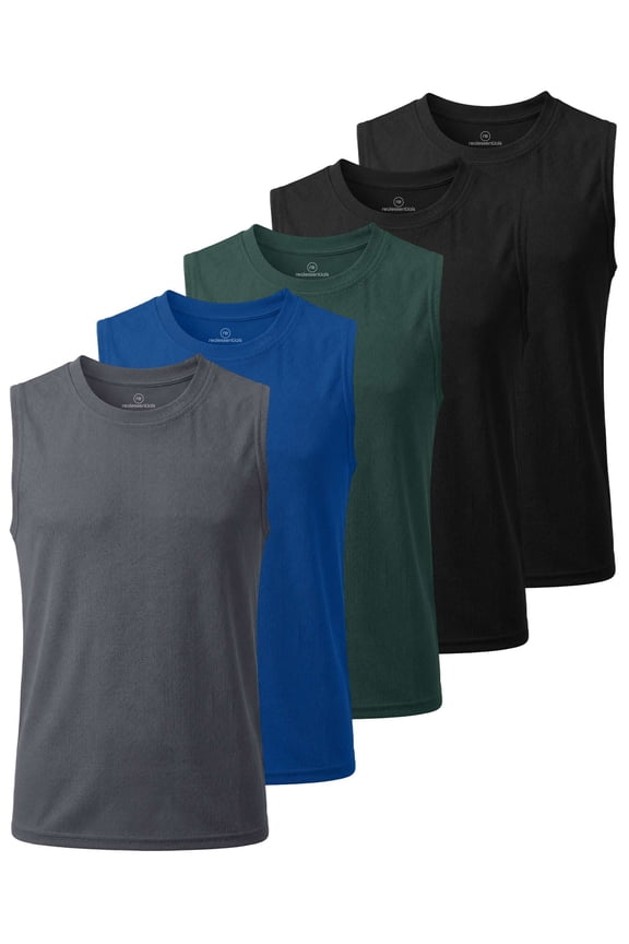 5 Pack: Boys Mesh Active Tank Tops Athletic Workout Sleeveless Muscle Basketball Sports Dry Fit Teen