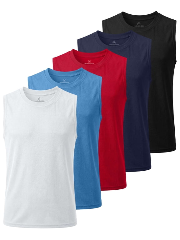 5 Pack: Boys Mesh Active Tank Tops Athletic Workout Sleeveless Muscle Basketball Sports Dry Fit Teen
