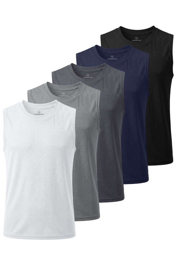 5 Pack: Boys Mesh Active Tank Tops Athletic Workout Sleeveless Muscle Basketball Sports Dry Fit Teen
