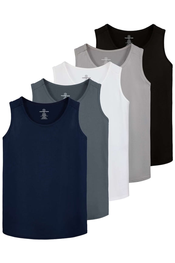 5 Pack: Dry-Fit Muscle Tank Tops Sleeveless Shirts Workout Tees Athletic Running Tees (Big & Tall Available)
