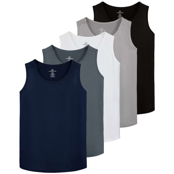 Real Essentials 5 Pack: Dry-Fit Muscle Tank Tops Sleeveless Shirts Workout Tees Athletic Running Tees (Big & Tall Available)