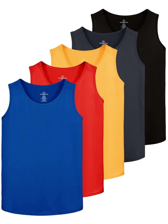 5 Pack: Dry-Fit Muscle Tank Tops Sleeveless Shirts Workout Tees Athletic Running Tees (Big & Tall Available)
