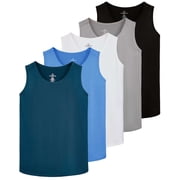 Real Essentials 5 Pack Dry-Fit Muscle Tank Tops Sleeveless Shirts Workout Tees Athletic Running Tees Big & Tall Available