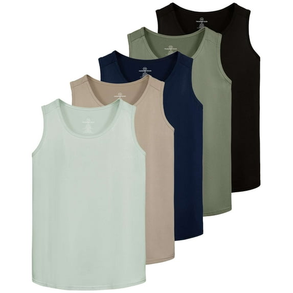 Real Essentials 5 Pack: Dry-Fit Muscle Tank Tops Sleeveless Shirts Workout Tees Athletic Running Tees (Big & Tall Available)