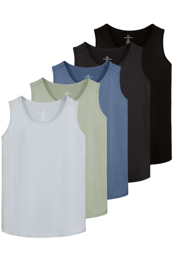 5 Pack: Dry-Fit Muscle Tank Tops Sleeveless Shirts Workout Tees Athletic Running Tees (Big & Tall Available)