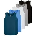 thumbnail image 1 of Real Essentials 5 Pack: Dry-Fit Muscle Tank Tops Sleeveless Shirts Workout Tees Athletic Running Tees (Big & Tall Available), 1 of 6