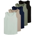 thumbnail image 1 of Real Essentials 5 Pack: Dry-Fit Muscle Tank Tops Sleeveless Shirts Workout Tees Athletic Running Tees (Big & Tall Available), 1 of 6