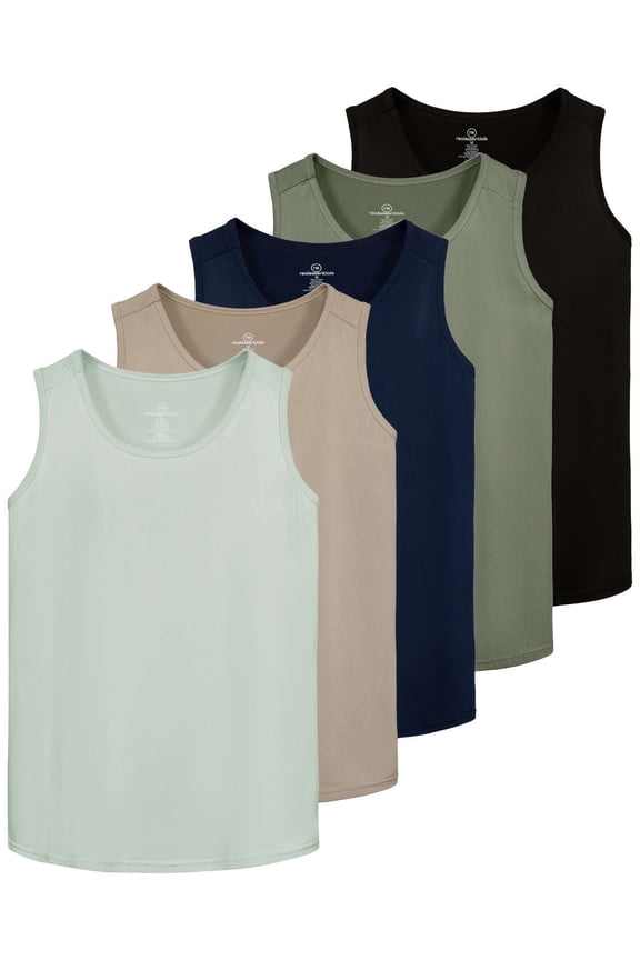 5 Pack: Dry-Fit Muscle Tank Tops Sleeveless Shirts Workout Tees Athletic Running Tees (Big & Tall Available)