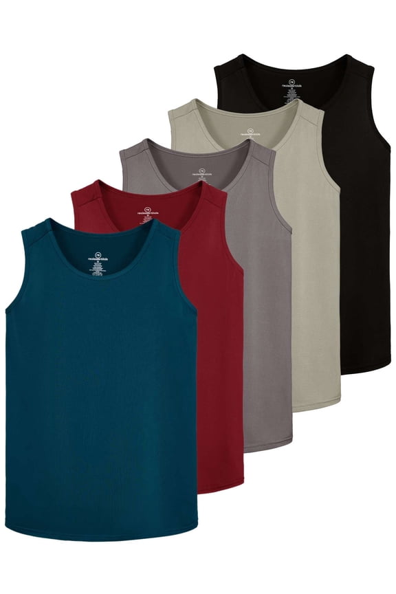 5 Pack: Dry-Fit Muscle Tank Tops Sleeveless Shirts Workout Tees Athletic Running Tees (Big & Tall Available)